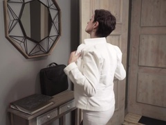 黒人, ヒール, 下着, ふっくら乳首, オマンコ, 剃毛, ショートヘア, ストッキング