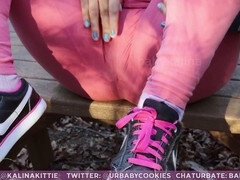 18 años, Hendidura, Atrapados, Pies, Gimnasio, Al aire libre, Spandex, Adolescente