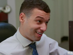 アナル, フェラチオ, 茶髪の, チン, 開帳, ヒール, オフィス, オッパイの