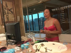 素人, 浴室, ドレス, パンティ, プール, ハメ撮り, ふっくら乳首, 剃毛