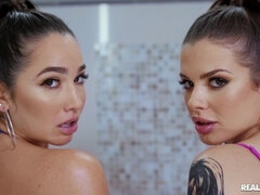 Bikini, Blowjob, Brunette, Kissing, Lesbian, Licking, Nipples, Pussy