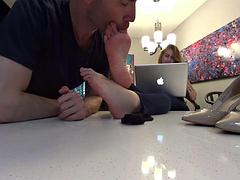 TheFantasyChest as Ultimate Secretary: Computer Tease Sparks Eager Foot Worship of Her Plump Soft Wr