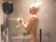 デカチン, デカパイ, 黒人, ブロンド, イく瞬間, シャワー, オッパイの, 妻