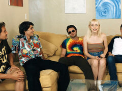 Rubia, Mamada, Amarrada, Corrida, Garganta profunda, Polla, Peludo, Tetas