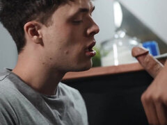 Twink feels entire cock in the tiny ass for full anal romance