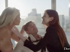 Grote mammen, Blond, Bruinharig, Sperma in gezicht, Dominante vrouw, Hd, Meesteres, Trio