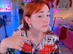 Unboxing fresh earrings with a sexy naked redhead showing off her big ass