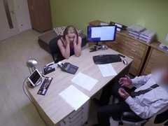 Chica, Engañando, Universidad, Pareja, Tetas naturales, Oficina