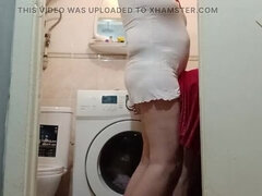 Cuarto de baño, Europeo, Casero, Lesbiana, Desnudo, Flaco, Juguetes, Esposa