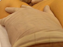 デカパイ, グローブ, 手コキする, ゴム, 淫乱熟女, 看護婦, オーガズム, オッパイの
