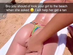 Plage, Bikini, Doigter, Exhib, Petite amie, Nue, Public, Adolescente