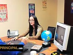 Step mommy Jazmine Cruz swallows principal's jizz to get her step son out of distress - pervert principal