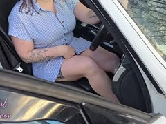 Hairy British MILF swallows cum after outdoor POV blowjob - Homemade 4K