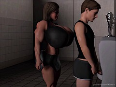3d, Big cock, Big tits, Chinese, Gym, Tits