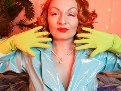 Fetisch, Handschuhe, Latex, Masturbation, Orgasmus, Muschi, Rotschopf