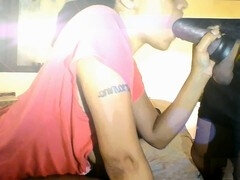 Dark-hued beauty Boricualovenyc gives the best blowjob in an NYC room
