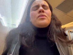 Enthousiasteling, Vrouw, Hd, Spijkerbroeken, Latijnse vrouw, Lesbisch, Openbaar, Toilet