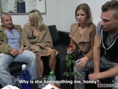 Blonde, Blowjob, Brunette, Czech, Glasses, Milf, Skinny, Wife swap