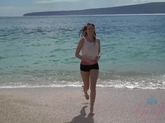 ビーチ, ブロンド, 指いじり, 露出狂, 彼女, 毛深い, ハメ撮り, 公共