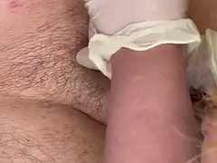 ぽっちゃり, イく瞬間, グローブ, 巨大, ゴム, マッサージ, 乳首, オッパイの