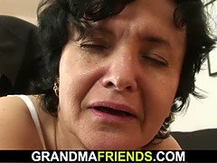 Her hairy old pussy toyed and double-fucked