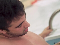 素人, 黒人, エロティック, ヨーロピアン, なめる, プール, オマンコ, ヤリマン