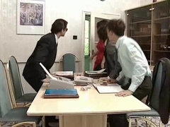 Braunhaarige, Hundestellung, Handjob, Hd, Büro, Sekretärin, Strümpfe, Vintage