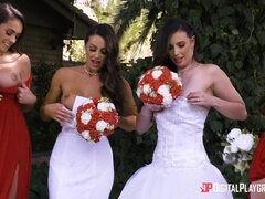 Brunette Temptress Ignites Intense Passion in Outdoor Wedding Play