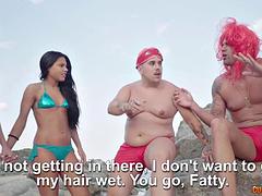 Blasen, Doppelpenetration, Gruppe, Latina, Flotter dreier