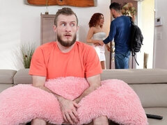 素人, デカパイ, フェラチオ, バック, 黒人, 女 人男 人, 異人種間, 赤毛