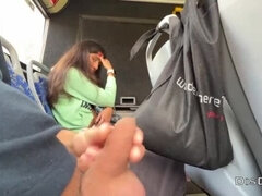 Blasen, Bus, Schwanz, Flashen, Handjob, Masturbation, Öffentlich, Taboo