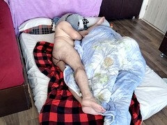 Amateur couple's foreplay in the bedroom with nude yoga and a big ass