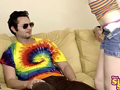 Blondine, Blasen, Bruder, Behaart, Natürlichen titten, Penis, Muschi, Schreiend