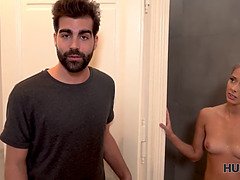 Guy cant resist such beautiful girl and pays boyfriend to nail her