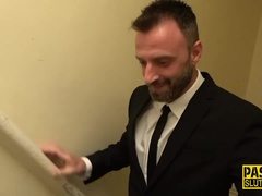 Throated chubby milf sub gets anally banged