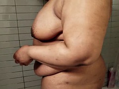 Amateur, Belle grosse femme bgf, Grosse bite, Gros seins, Noire, Noir ébène, Douche, Épouse