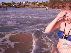 最高, ビーチ, 彼女, 手コキする, キス, オナニー, 公共, のぞき