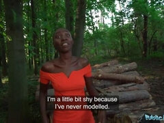 Public Agent Ebony model Zaawaadi taken into the woods for hard outdoor fucking