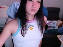 Tranny with big tits tugs on her big cock