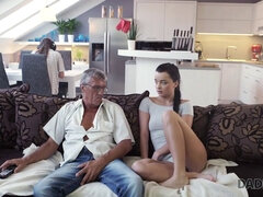 Erica, the naughty 18yo, can't get enough of her hot boyfriend's daddy's cock