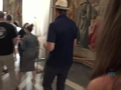 Leie, Braunhaarige, Klassisch, Kleid, Flashen, Im freien, Pov, Öffentlich