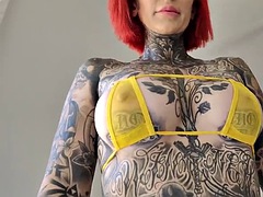 素人, デカパイ, ビキニ, コンピレーション, お婆さん, 下着, タトゥー, オッパイの