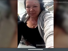 Naked mature in grocery store shows pussy and tits