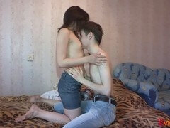 Shy young girl gets an A+ for humping in 18videoz