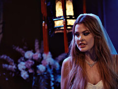 Blasen, Braut, Braunhaarige, Kleid, Handjob, Küssen, Lecken, Muschi