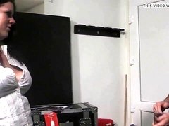 huge-titted secretary gives head before man meat railing