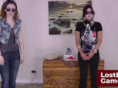 Fles, Bruinharig, Spel, Hd, Lesbisch, Mager, Strippen, Tiener