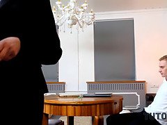 Short-haired tutor and her student have an unforgettable sex