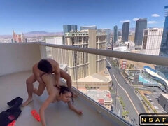 Public Balcony Sex with Busty Latina Teen in Vegas