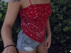 Amateur, Americano, Negro, Latina, Tetas naturales, Pequeña, Perforación, Público